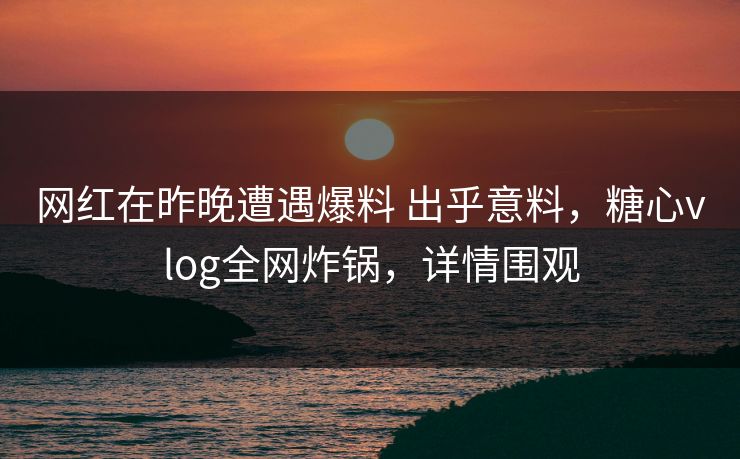网红在昨晚遭遇爆料 出乎意料,糖心vlog全网炸锅,详情围观 网红在昨晚遭遇爆料 出乎意料,糖心vlog全网炸锅,详情围观