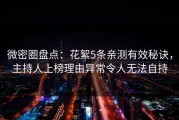 微密圈盘点：花絮5条亲测有效秘诀，主持人上榜理由异常令人无法自持
