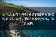 业内人士在中午时分遭遇维密友免费观看无法自持，微密圈全网炸锅，详情深扒