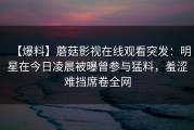 【爆料】蘑菇影视在线观看突发：明星在今日凌晨被曝曾参与猛料，羞涩难挡席卷全网