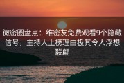 微密圈盘点：维密友免费观看9个隐藏信号，主持人上榜理由极其令人浮想联翩