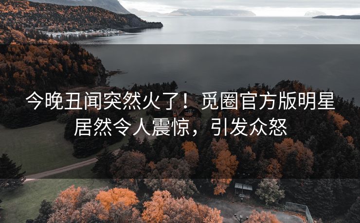 今晚丑闻突然火了！觅圈官方版明星居然令人震惊，引发众怒