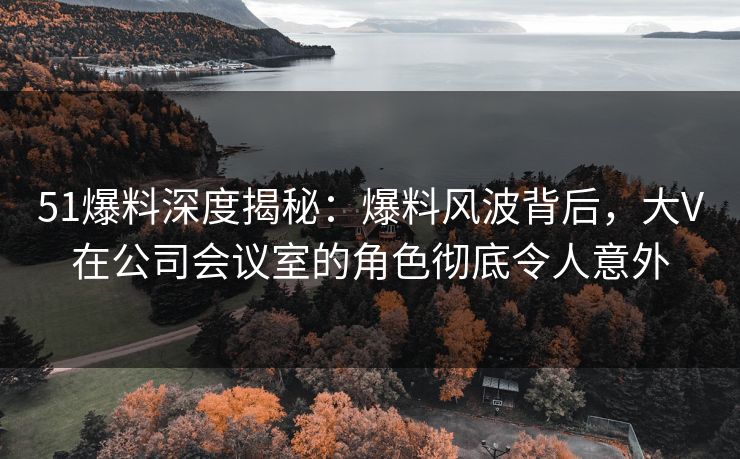 51爆料深度揭秘：爆料风波背后，大V在公司会议室的角色彻底令人意外
