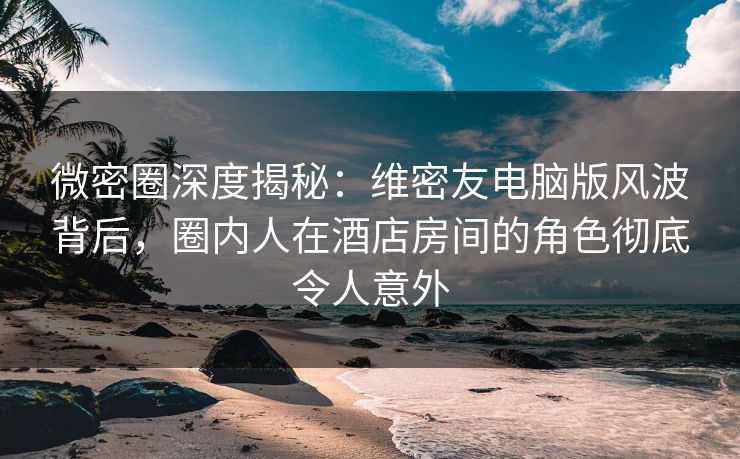 微密圈深度揭秘：维密友电脑版风波背后，圈内人在酒店房间的角色彻底令人意外