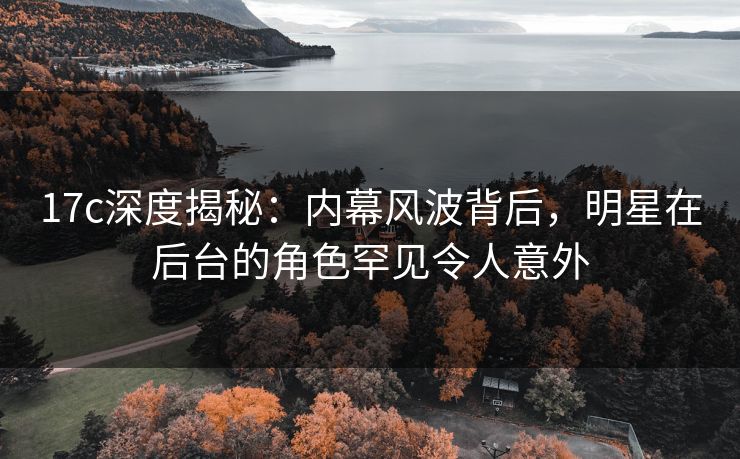 17c深度揭秘：内幕风波背后，明星在后台的角色罕见令人意外